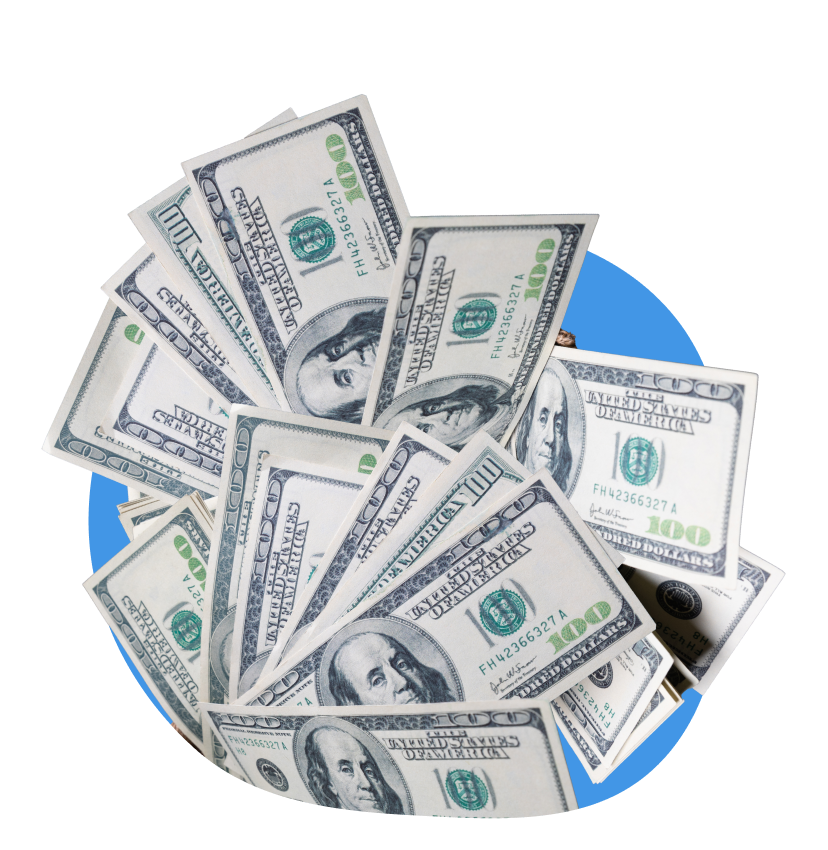 Money spilling out of a hole